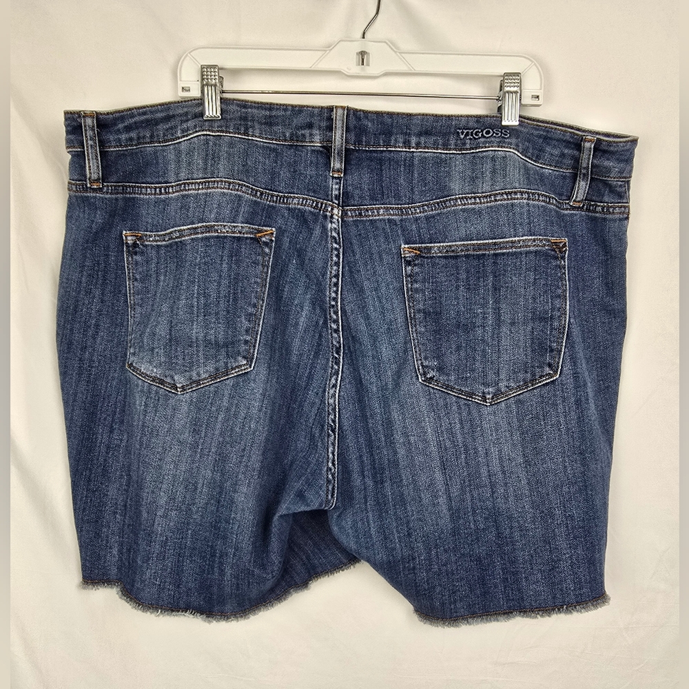 Vigoss Jagger Shorts Blue Denim Frayed Hem High-Rise Women's Plus Size 22 - Picture 3 of 7
